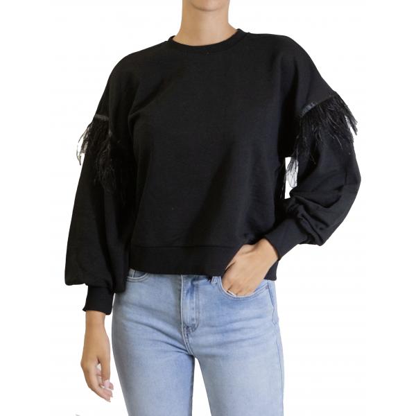 maglia girocollo con piume Only
